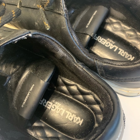 Karl Lagerfeld Genuine Leather Black Sneakers Paris - Picture 7 of 10